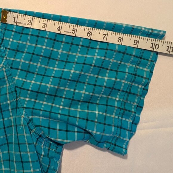 Wrangler Wrancher Shirt Mens 2XT Pearl Snap Blue Plaid Short Sleeve Pockets - Picture 8 of 12